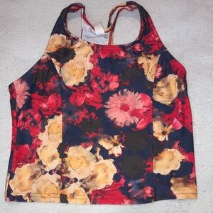 Lime Ricki Red and Yellow Floral Racerback Swim Separate Tankini